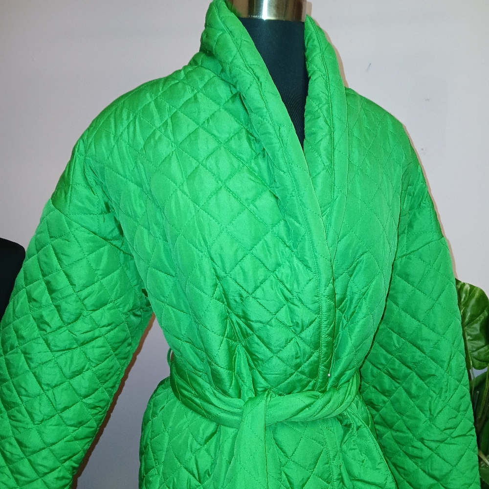 Green Quilted Longline Coat